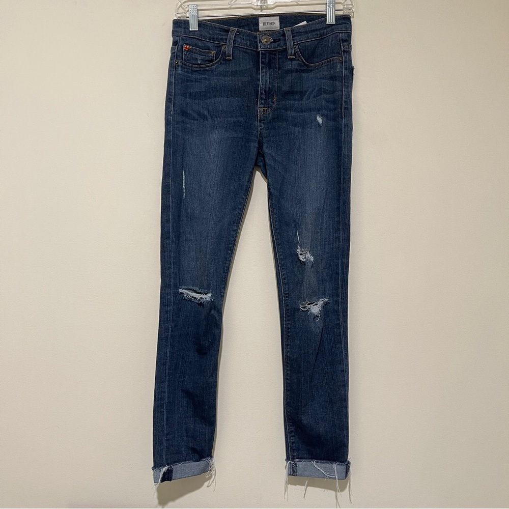 Hudson Nico Midrise Ankle Raw Hem Skinny Jeans